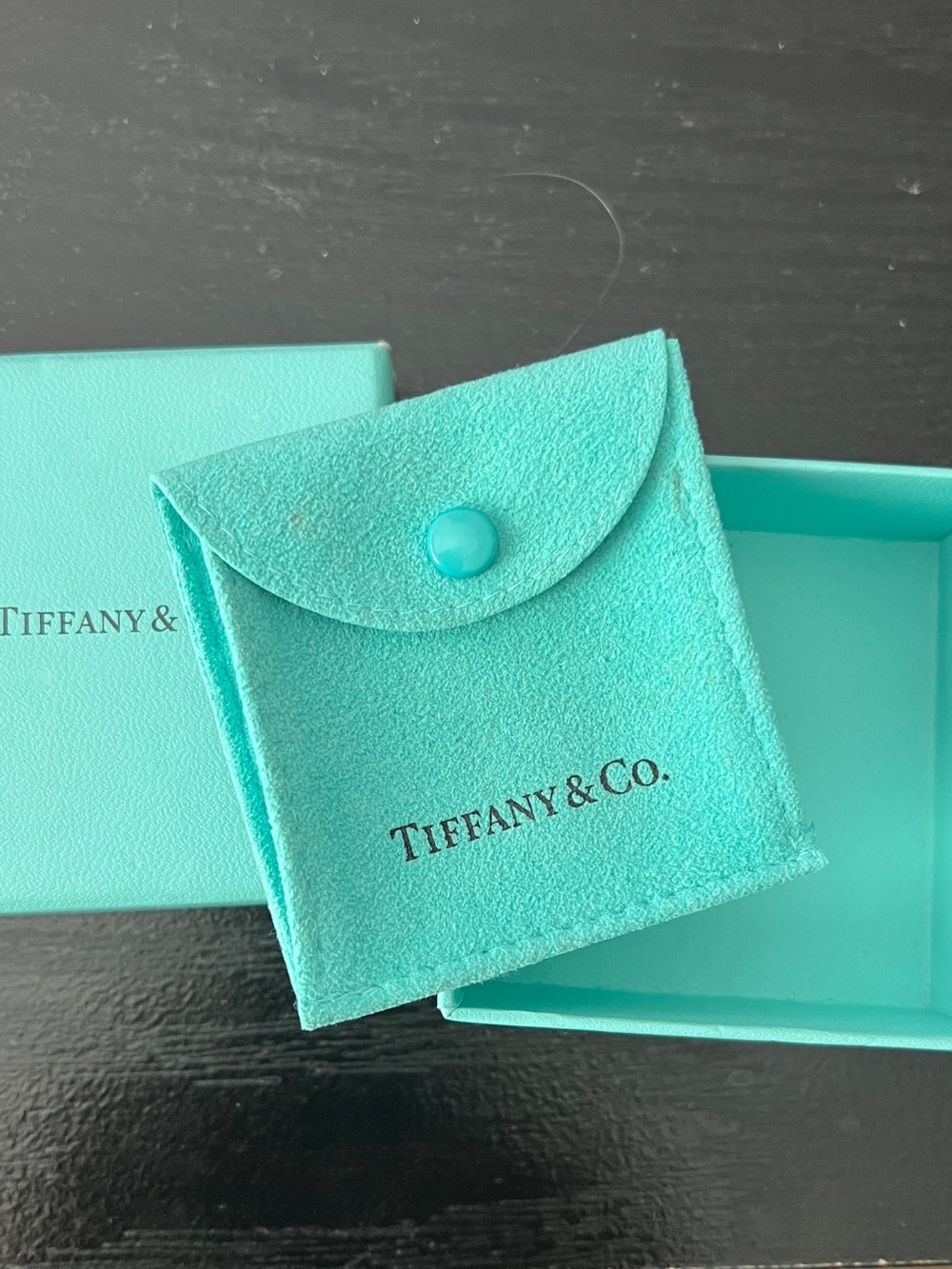 Tiffany & Co. Tiffany Blue box with Suede Snap Pouch